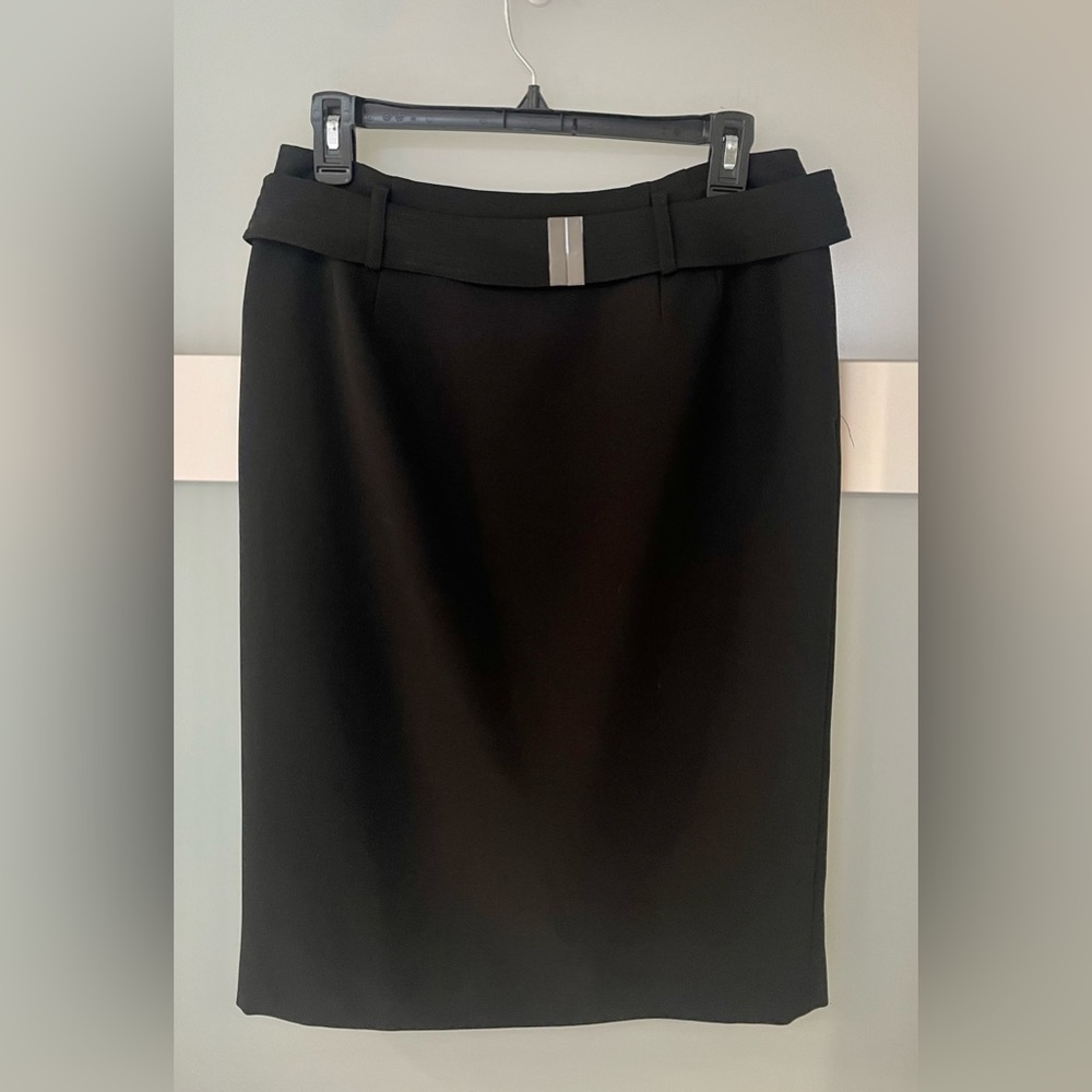 Doncaster pencil skirt. Black with belt. Size 8.